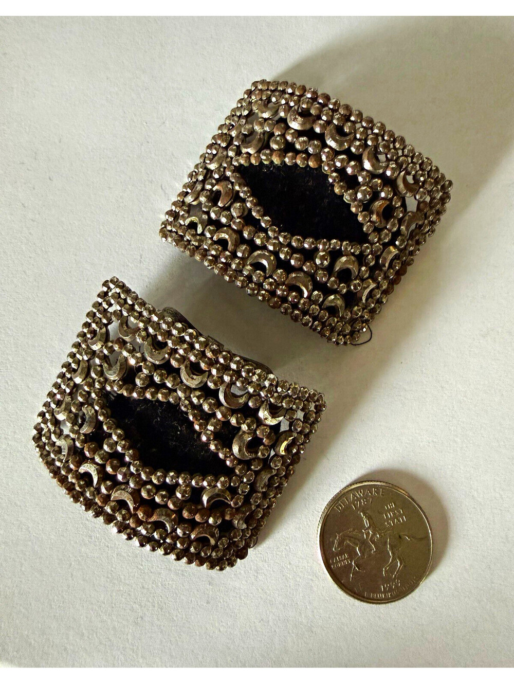 Evergrip Antique Steel Cut Crescent MOON Design Shoe Clips 🌙